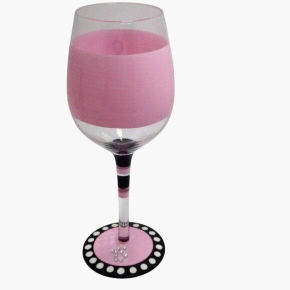 Wine Glass Rhinestone Ampersand Black And Pink - Picture 6 of 9